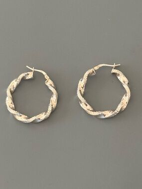 Sterling Silver Earrings Twisted Rope Design Polished Finish